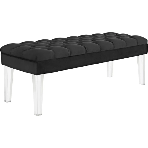 Valet Bench in Black Velvet on Acrylic Legs