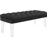 Valet Bench in Black Velvet on Acrylic Legs