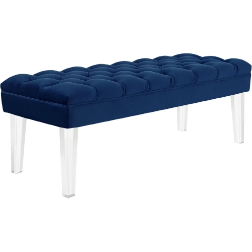 Valet Bench in Navy Velvet on Acrylic Legs