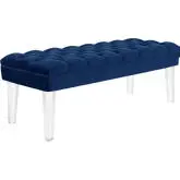 Valet Bench in Navy Velvet on Acrylic Legs