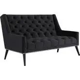 Peruse Loveseat in Tufted Black Velvet with Nailhead Trim