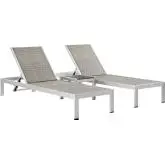 Shore Outdoor Patio Chaise & Table Set in Gray Poly Rattan & Aluminum