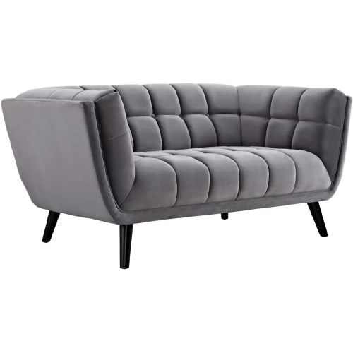 Bestow Loveseat in Tufted Gray Velvet