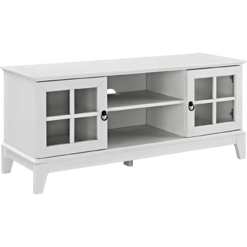 Isle 47" TV Stand in White & Tempered Glass