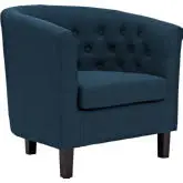 Prospect Arm Chair in Tufted Azure Fabric on Espresso Wood Legs