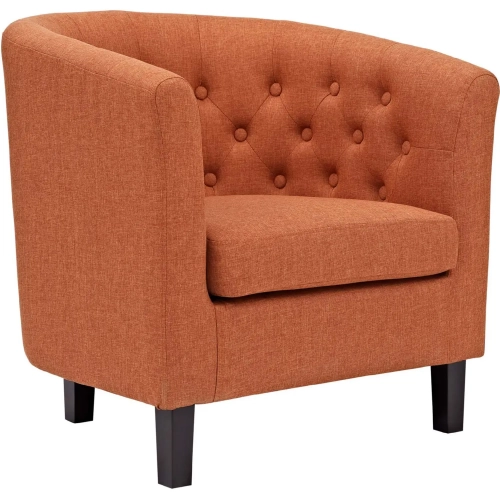 Prospect Arm Chair in Tufted Orange Fabric on Espresso Wood Legs