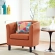Prospect Arm Chair in Tufted Orange Fabric on Espresso Wood Legs