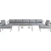 Shore 6 Piece Outdoor Patio Aluminum Sofa Set w/ Gray Cushions