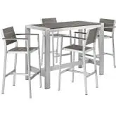 Shore 5 Piece Outdoor Patio Aluminum & Poly Wood Dining Set