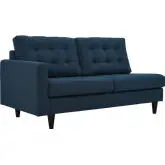 Empress Left Facing Loveseat in Tufted Azure Fabric