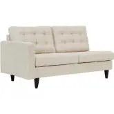 Empress Left Facing Loveseat in Tufted Beige Fabric