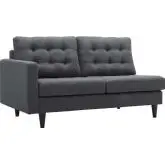 Empress Left Facing Loveseat in Tufted Gray Fabric