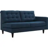 Empress Right Facing Loveseat in Tufted Azure Fabric