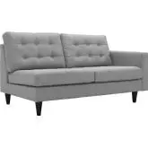 Empress Right Facing Loveseat in Tufted Light Gray Fabric