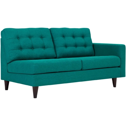 Empress Right Facing Loveseat in Tufted Teal Fabric