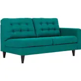 Empress Right Facing Loveseat in Tufted Teal Fabric