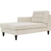 Empress Left Arm Chaise in Tufted Beige Fabric