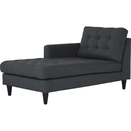 Empress Left Arm Chaise in Tufted Gray Fabric