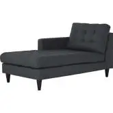 Empress Left Arm Chaise in Tufted Gray Fabric