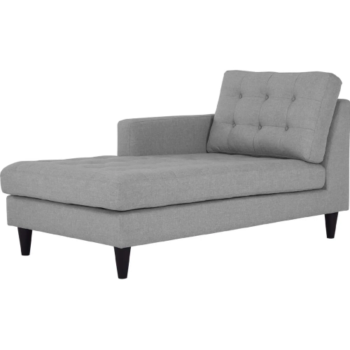 Empress Left Arm Chaise in Tufted Light Gray Fabric