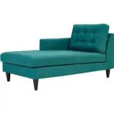 Empress Left Arm Chaise in Tufted Teal Fabric