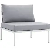 Harmony Outdoor Sectional Sofa Unit Armless Chair in White Metal & Gray