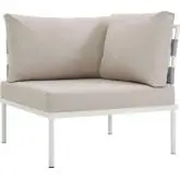 Harmony Outdoor Sectional Sofa Unit Corner Sofa in White Metal & Beige