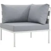 Harmony Outdoor Sectional Sofa Unit Corner Sofa in White Metal & Gray