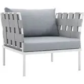 Harmony Outdoor Sectional Sofa Unit Arm Chair in White Metal & Gray