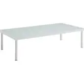 Harmony Outdoor Patio Aluminum Coffee Table in White w/ Cushion