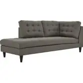 Empress Left Arm Facing Chaise in Tufted Granite Fabric