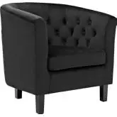 Prospect Arm Chair in Tufted Black Velvet on Espresso Wood Legs