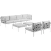 Harmony 8 Piece Outdoor Sectional Sofa Set in White w/ White Fabric