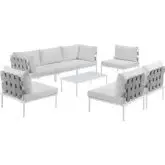 Harmony 8 Piece Outdoor Sectional Sofa Set in White w/ White Fabric