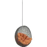 Hide Outdoor Patio Swing Chair Without Stand in Gray Poly Rattan & Orange Cushion