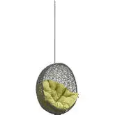 Hide Outdoor Patio Swing Chair Without Stand in Gray Poly Rattan & Peridot Cushion