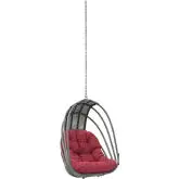 Whisk Outdoor Patio Swing Chair Without Stand in Poly Rattan w/ Red Cushion