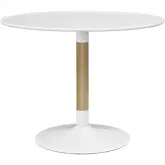 Whirl 39.5" Round Dining Table in White, Birch & White Metal