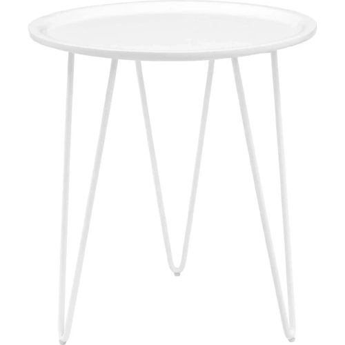 Digress Side Table in White w/ Powder Coated Steel Legs