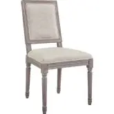 Court Vintage French Dining Chair in Beige Fabric