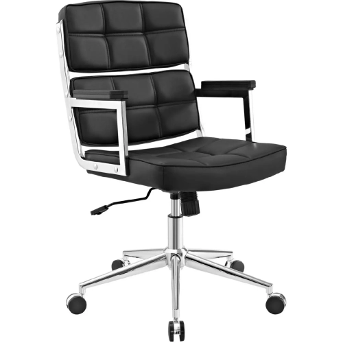 Portray Highback Office Chair in Quilted Black Vinyl on Chrome Base