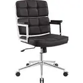 Portray Highback Office Chair in Quilted Brown Vinyl on Chrome Base