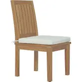 Marina Outdoor Patio Dining Chair in Teak w/ White Cushion