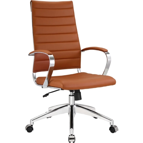 Jive High Back Office Chair in Terracotta Leatherette on Chrome Base