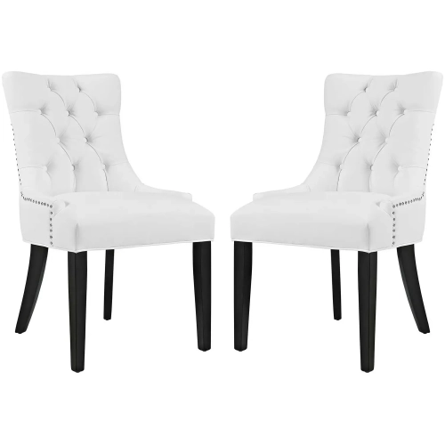 Regent Dining Chair in Tufted White Fabric with Nailhead (Set of 2)