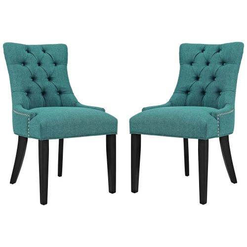 Regent Dining Chair in Tufted Teal Fabric with Nailhead (Set of 2)