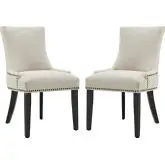 Marquis Dining Chair in Beige Fabric w/ Nailhead (Set of 2)