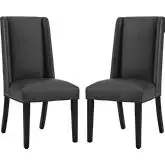 Baron Dining Chair in Black Leatherette w/ Nailhead (Set of 2)