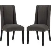 Baron Dining Chair in Brown Fabric w/ Nailhead (Set of 2)