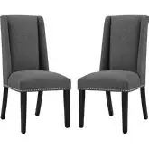 Baron Dining Chair in Gray Fabric w/ Nailhead (Set of 2)